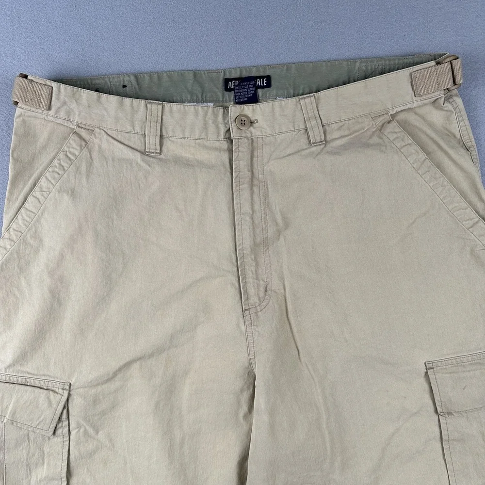 Y2K Aeropostale Baggy Cargo Pants Men's Large Beige Convertible Zip Off Wide Leg - Picture 2 of 16